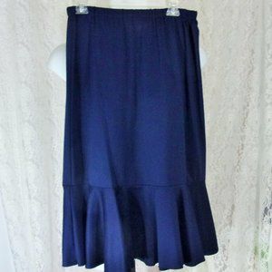 Navy Maxi Skirt Wide Ruffle Bottom